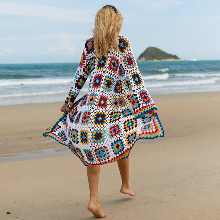 Crochet Granny-Square Beach Cover-Up