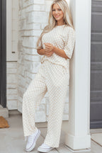Checkered Half-Sleeve Tee and Lounge Pants Set