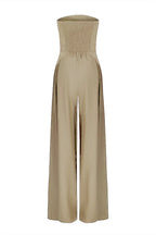 Strapless Pleated Wide-Leg Jumpsuit