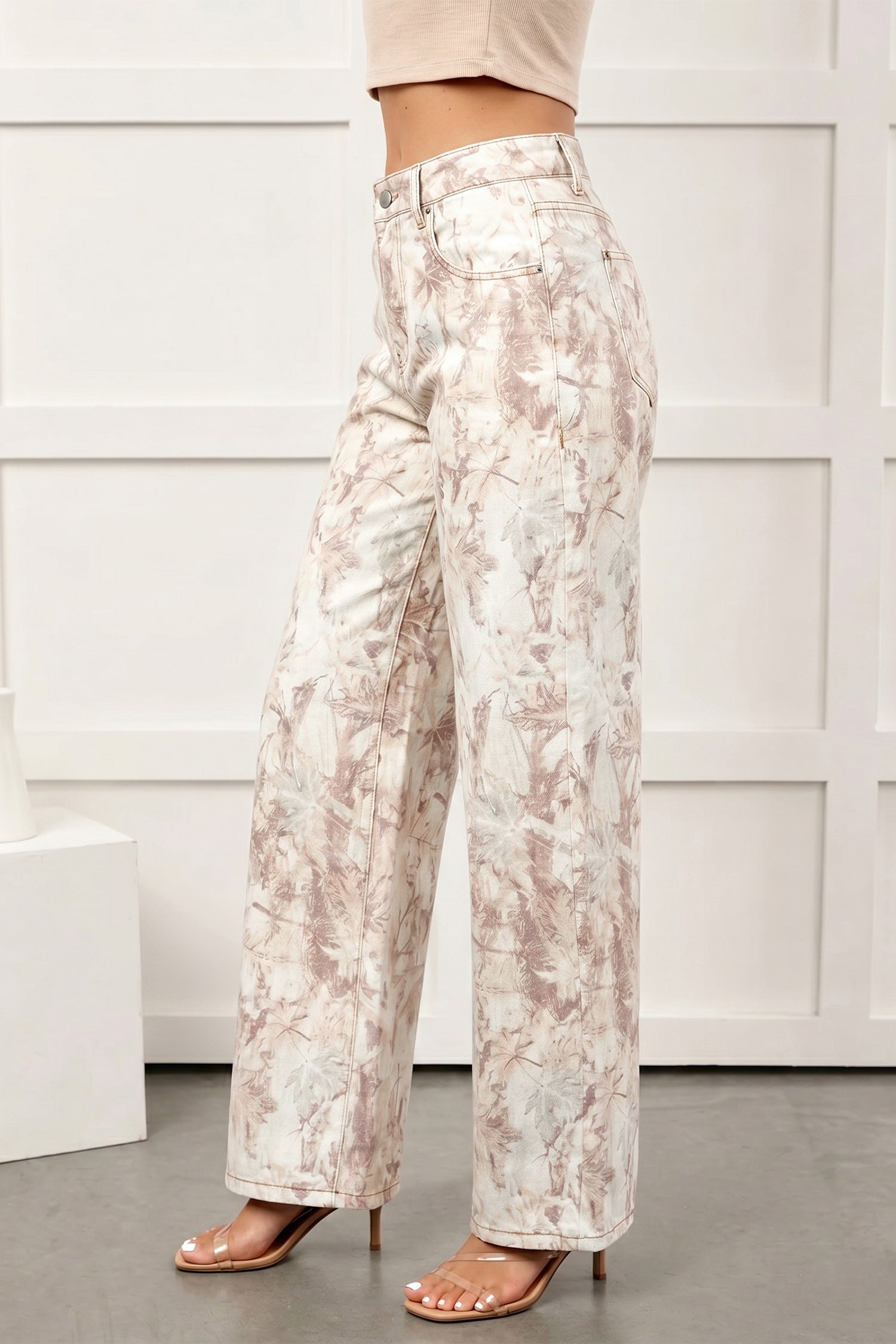 Camo Tummy-Control Wide-Leg Jeans