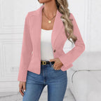 Single-Button Notch-Lapel Cropped Blazer