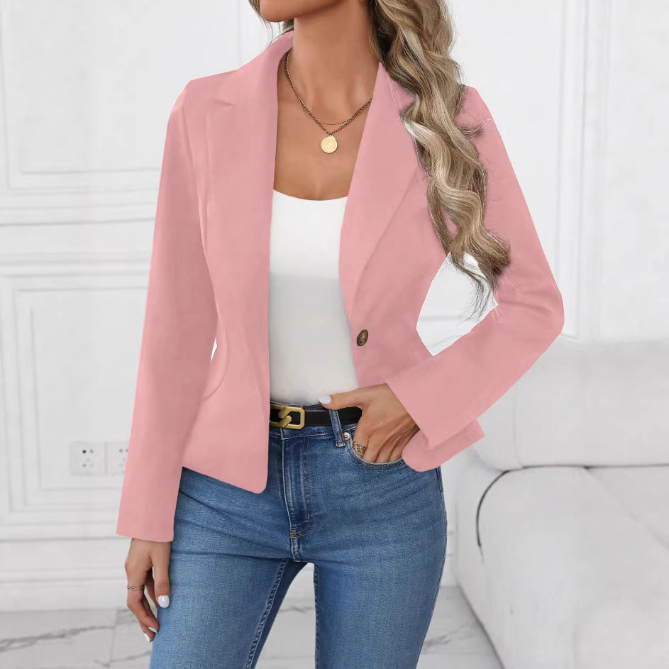 Single-Button Notch-Lapel Cropped Blazer