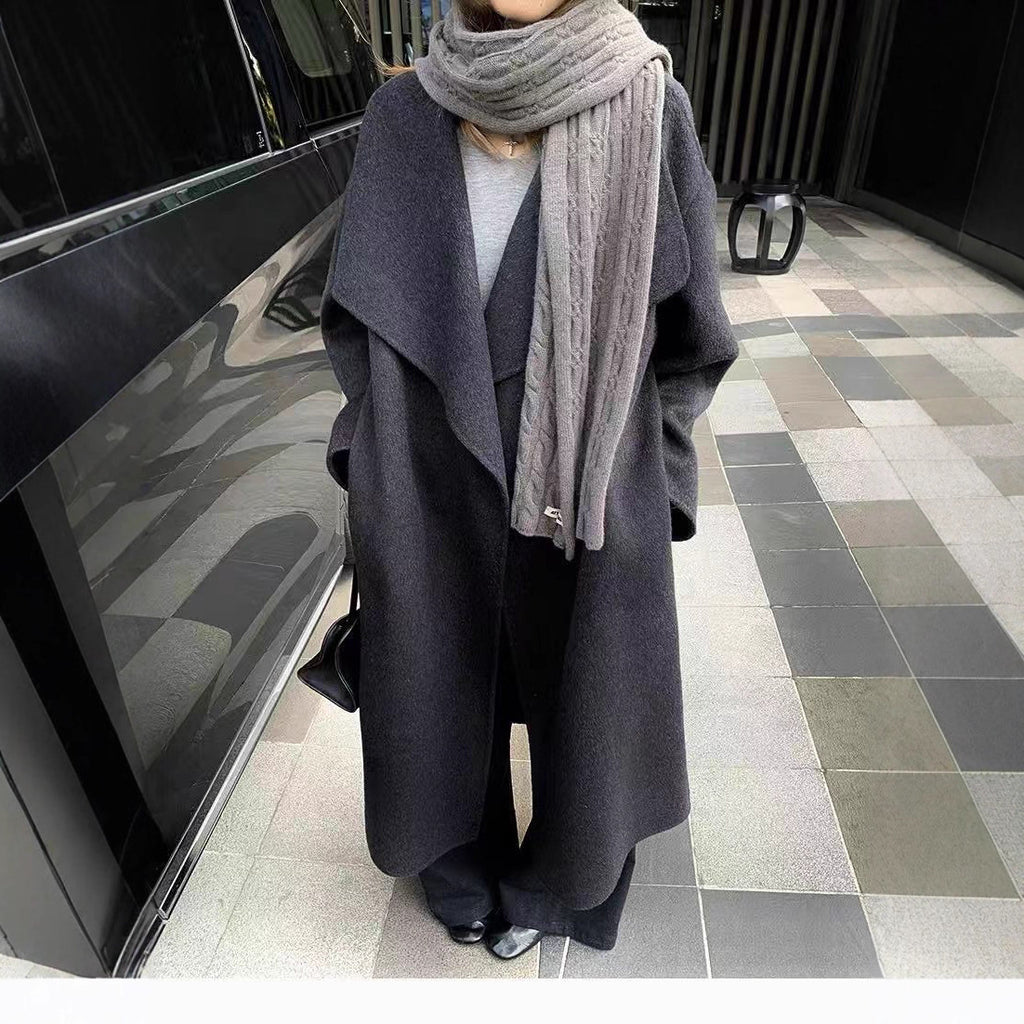 Double-Faced Wool Notch-Lapel Long Coat
