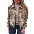 Floral Panel Corduroy Trucker Jacket
