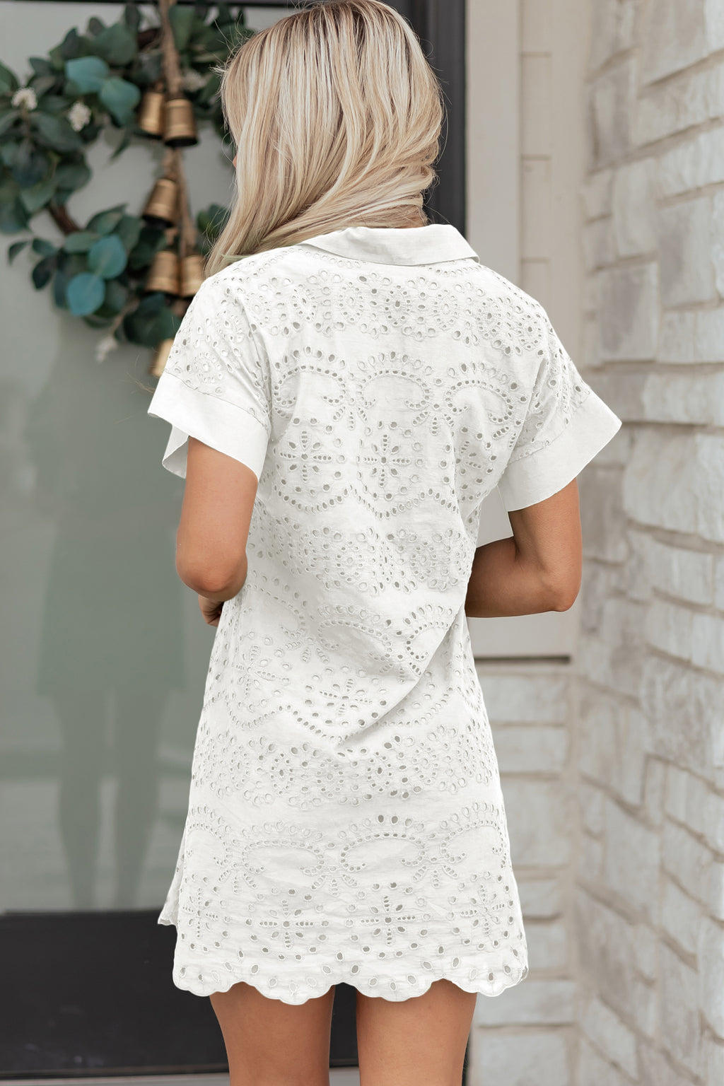 Eyelet Embroidered T-Shirt Mini Dress