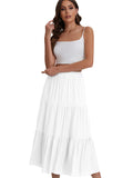 Tiered Drawstring High-Waist Maxi Skirt