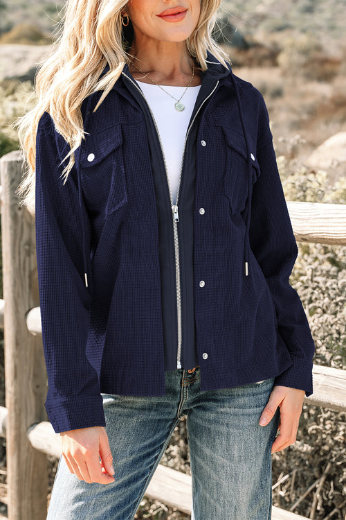 2-in-1 Textured Knit Hooded Jacket