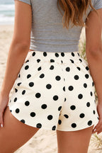 Polka Dot Shirred-Waist Shorts