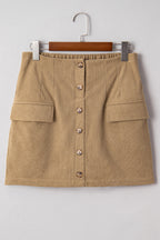 Corduroy Button-Front Mini Skirt