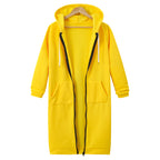 Hooded Zip-Front Longline Fleece Jacket