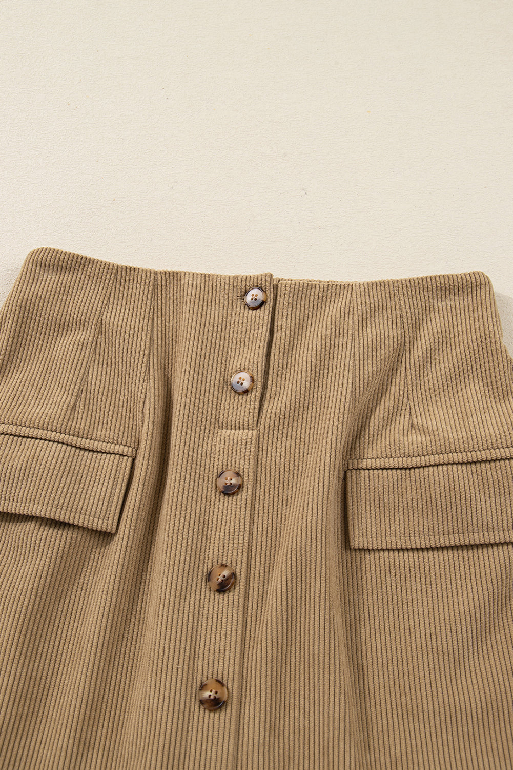 Corduroy Button-Front Mini Skirt