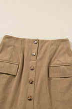 Corduroy Button-Front Mini Skirt