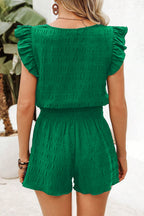 Textured Square-Neck Top and Shorts Set