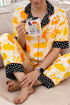 Pumpkin Print Short-Sleeve Lounge Set