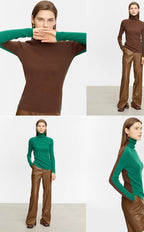 Color-Block Slim-Fit Turtleneck Wool Sweater