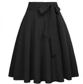 Bow-Tie Flared High-Waist Midi Skirt