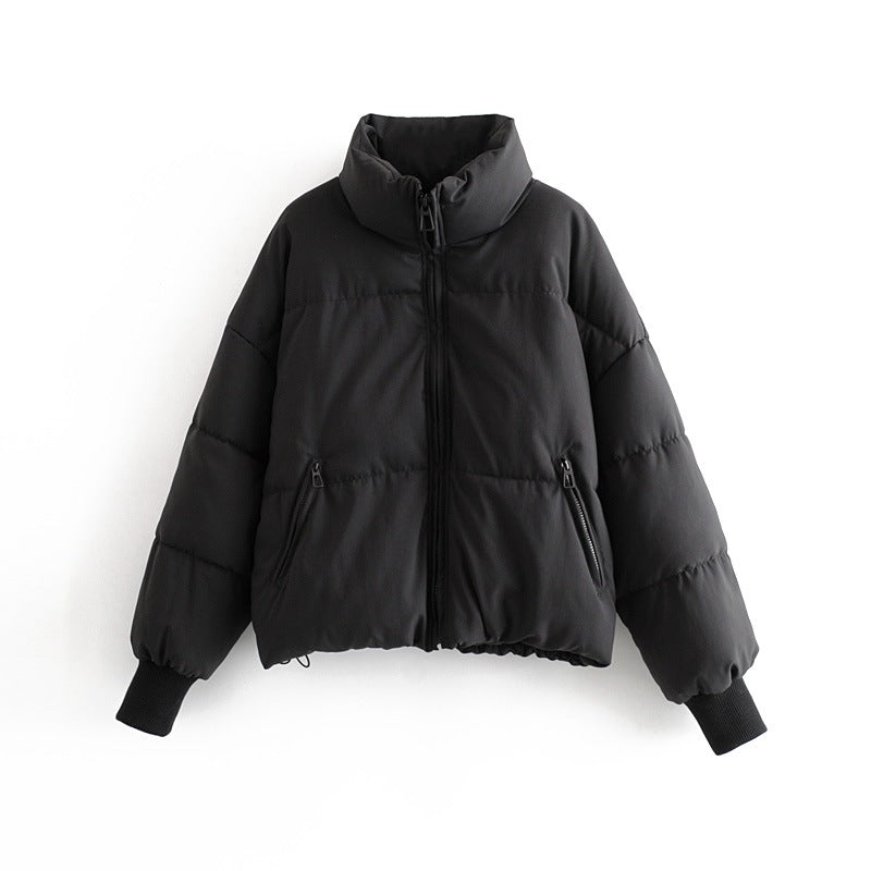 Stand-Collar Zip-Front Cotton Puffer Jacket