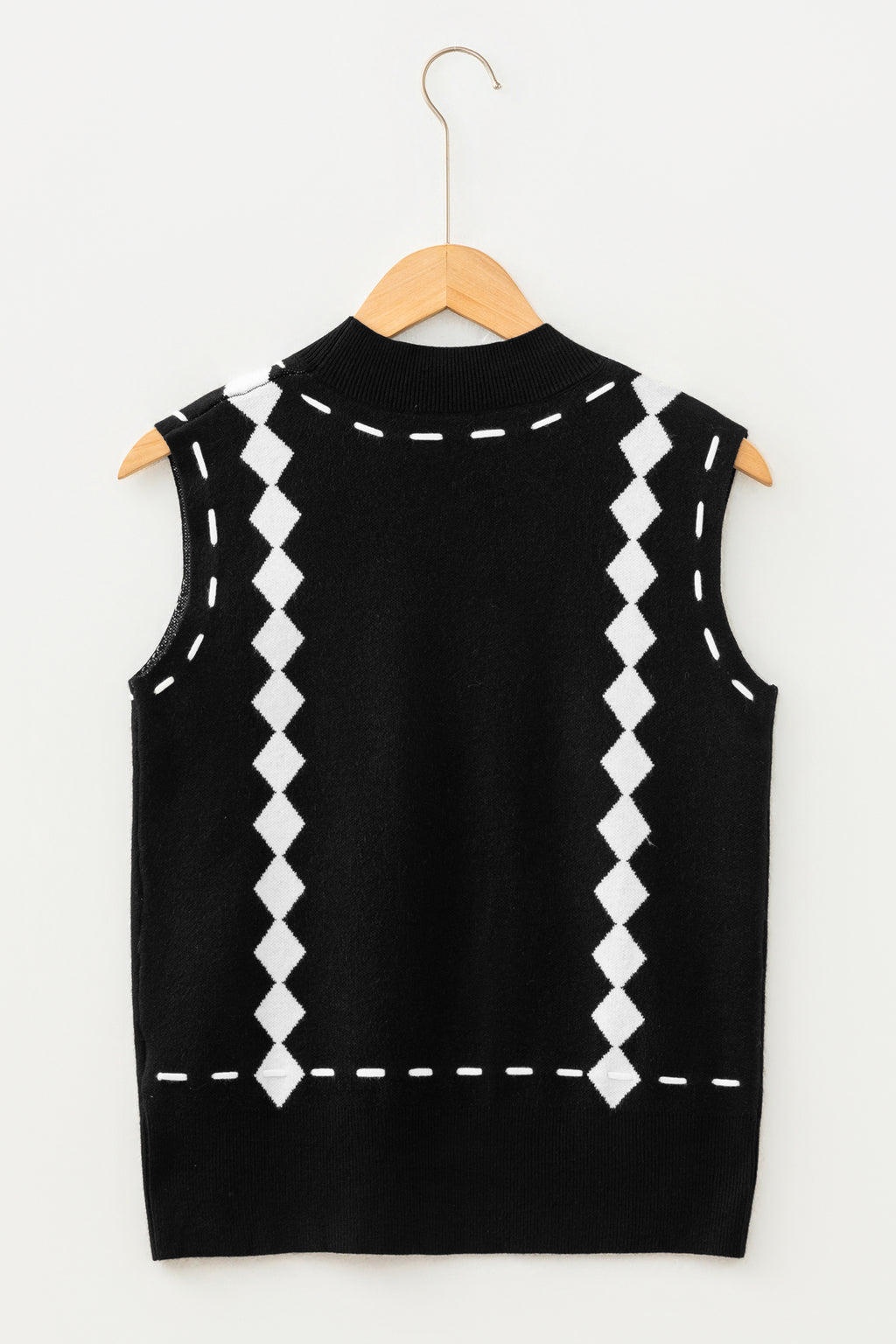Western Geometric Print Mock Neck Sweater Vest