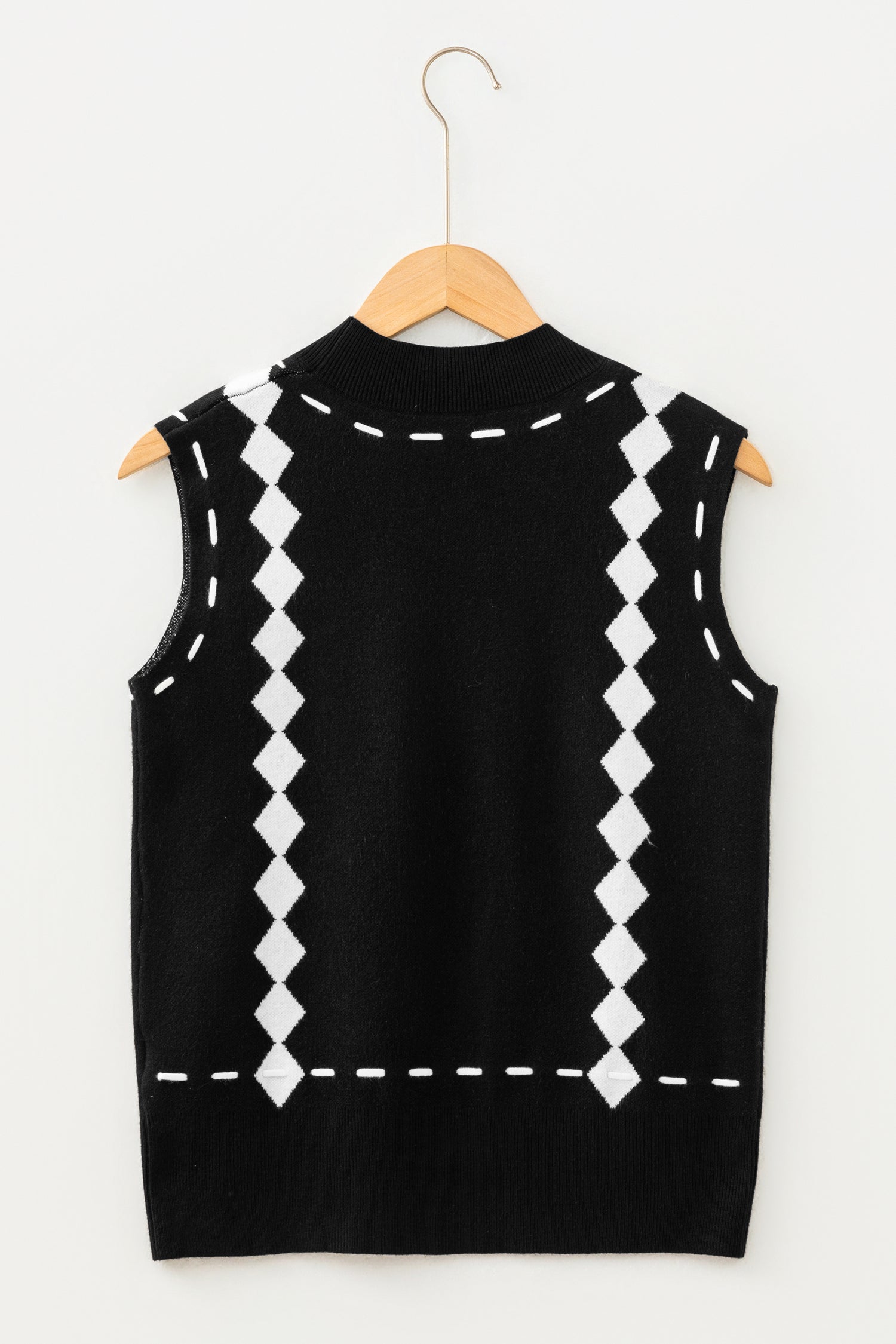 Western Geometric Print Mock Neck Sweater Vest