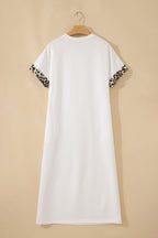 Leopard Bow Short-Sleeve T-Shirt Maxi Dress
