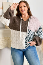 Color-Block Patchwork Knotted-Back Sweater