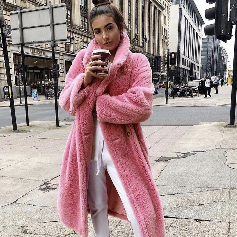 Longline Notch-Lapel Teddy Coat