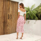Floral Mesh Double-Layer Mermaid Maxi Skirt