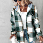 Plaid Hooded Button-Front Shirt Jacket