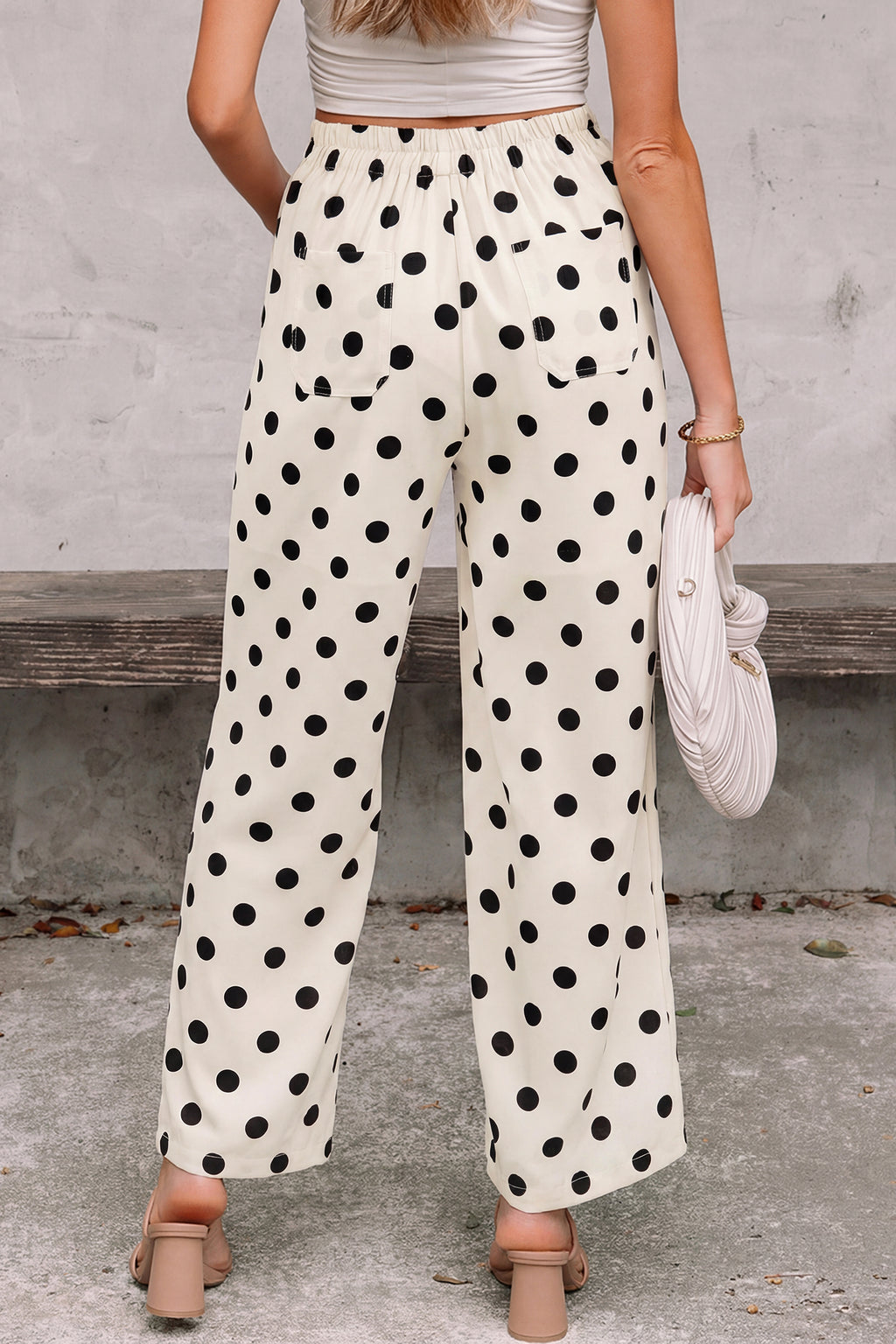 Polka Dot Mid-Rise Straight-Leg Pants
