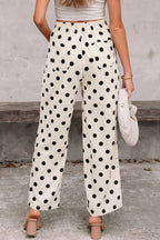Polka Dot Mid-Rise Straight-Leg Pants