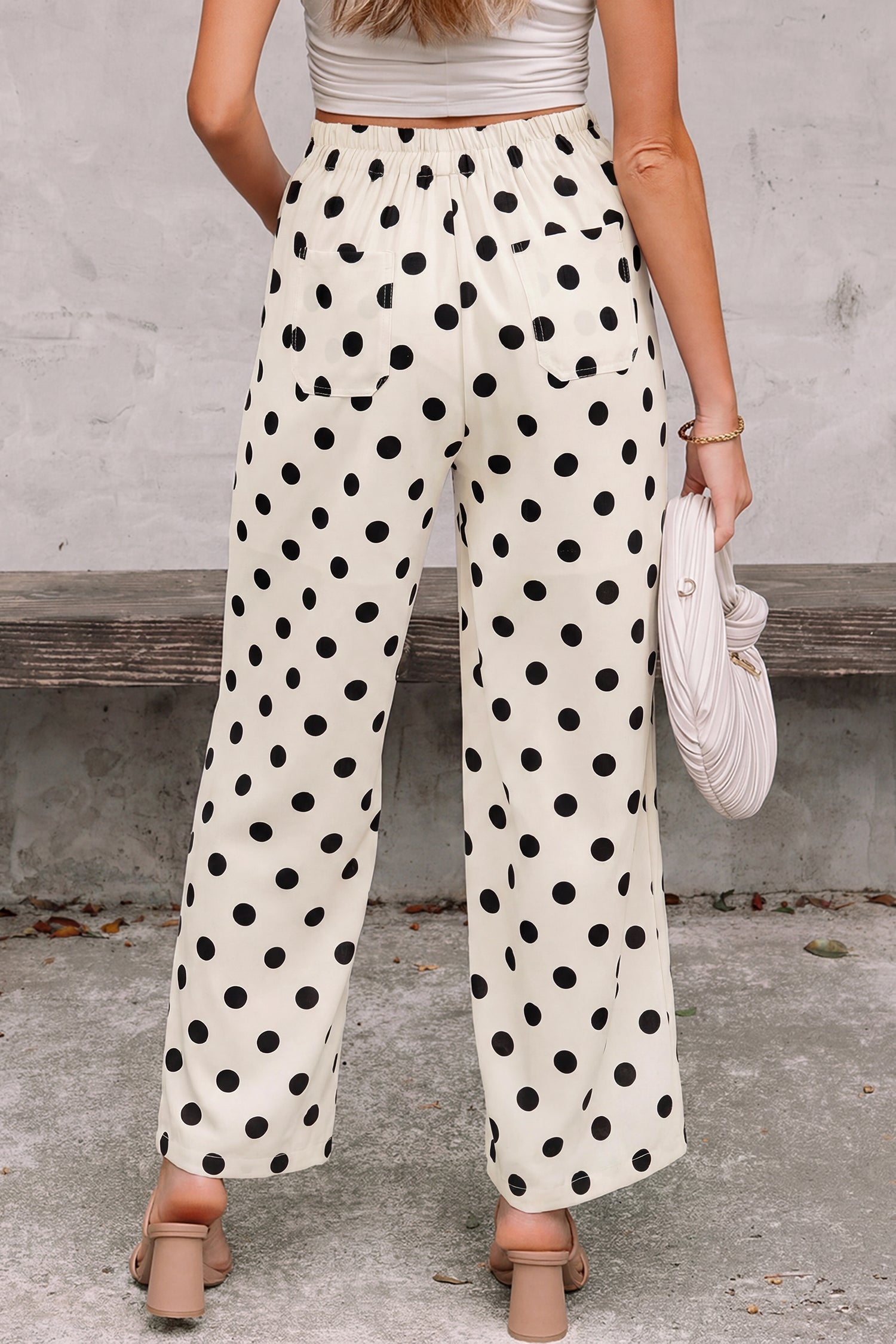 Polka Dot Mid-Rise Straight-Leg Pants