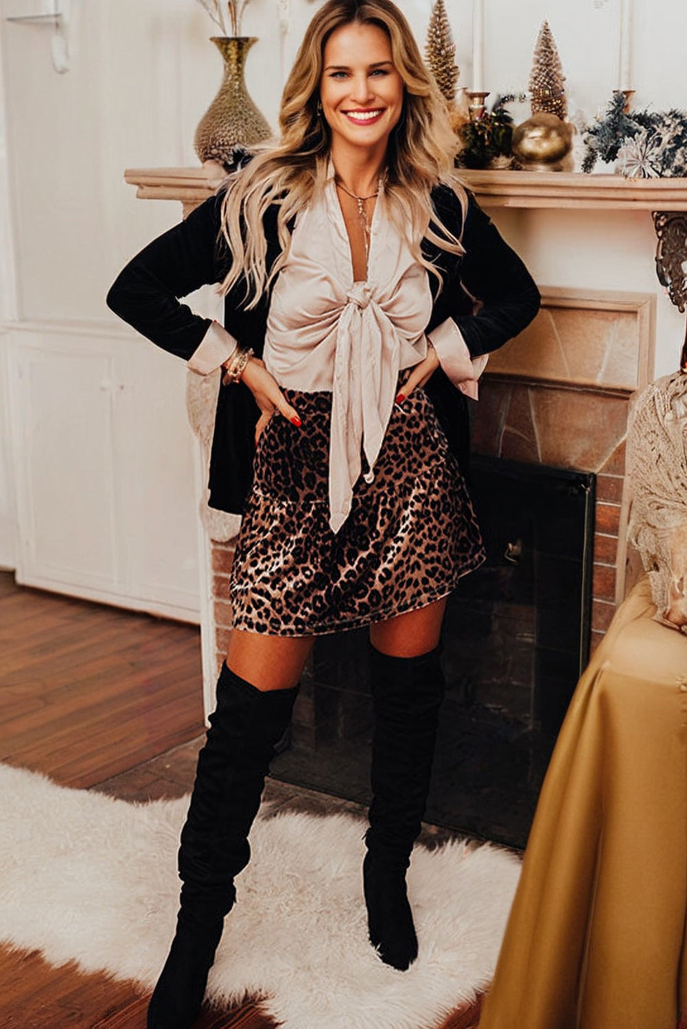 Leopard Print Tiered Mini Skirt