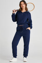 Ribbed Knit Cropped Hoodie and Joggers Set