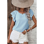 Petal-Sleeve Round-Neck Relaxed Top