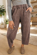 Mineral Wash Elastic-Waist Barrel Pants