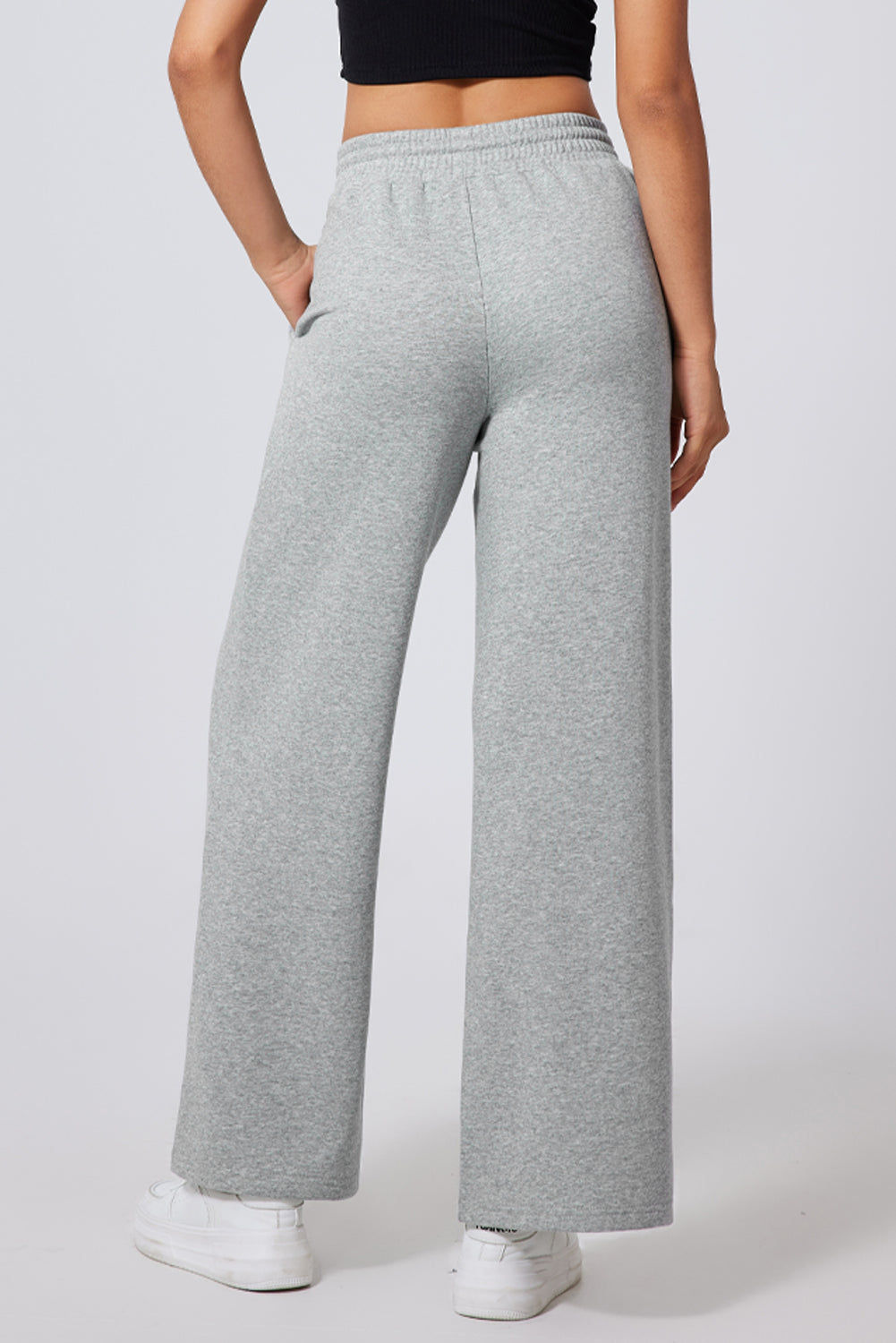 Seamed High-Waist Wide-Leg Sweatpants