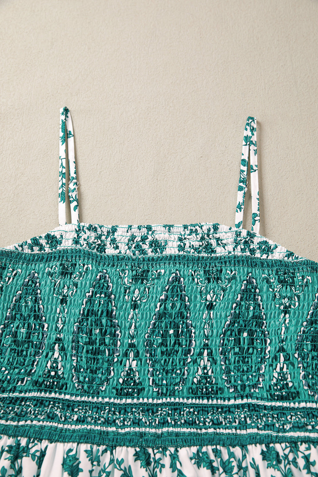 Green Floral Shirred Cami Maxi Dress
