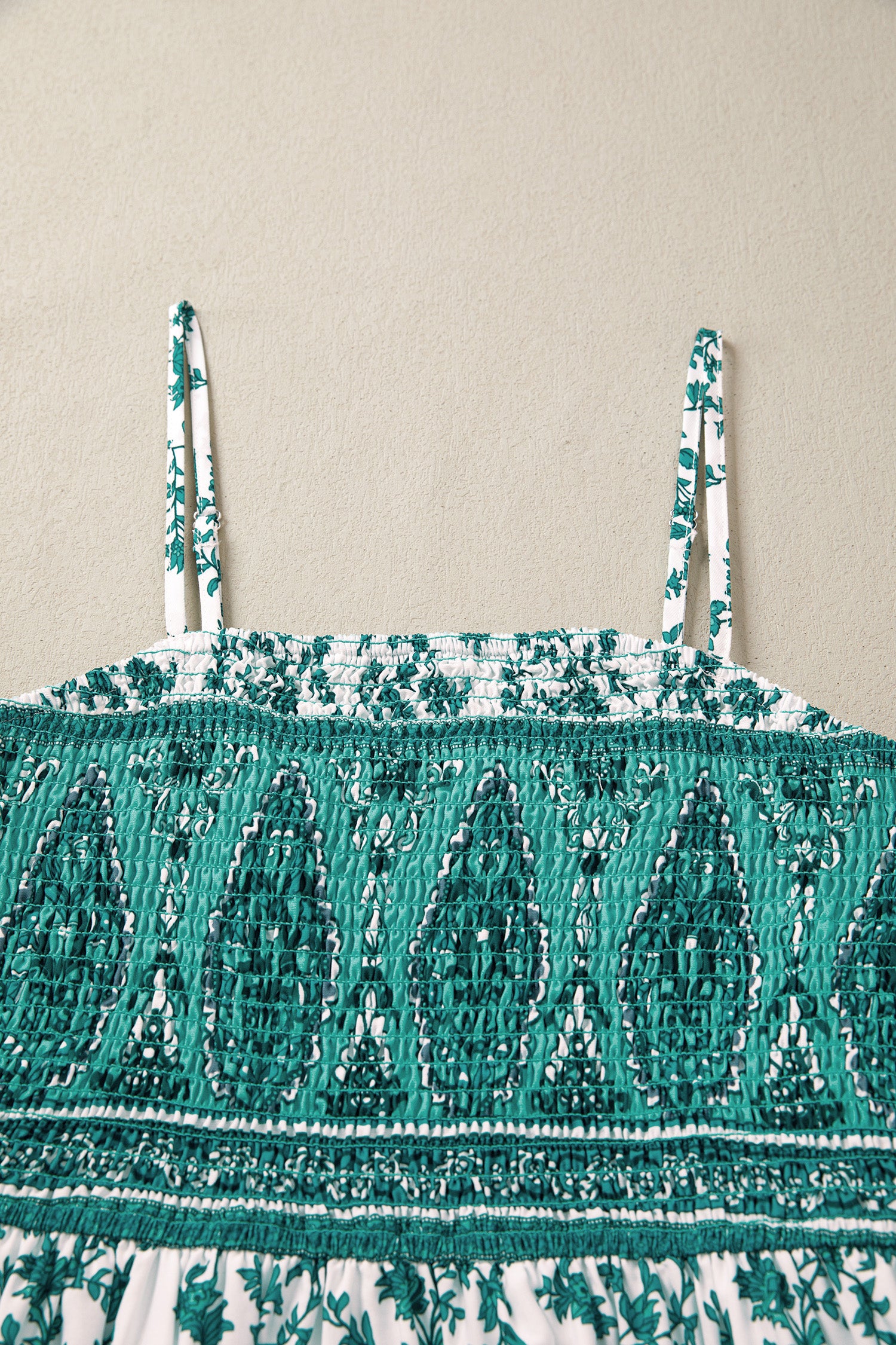 Green Floral Shirred Cami Maxi Dress