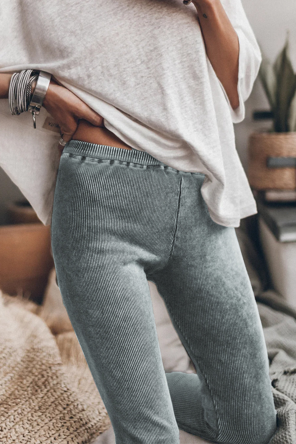 Vintage Wash Ribbed Leggings