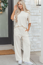 Checkered Half-Sleeve Tee and Lounge Pants Set