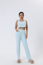 Fluffy Knit Wide-Leg Pants 3-Piece Pajama Set