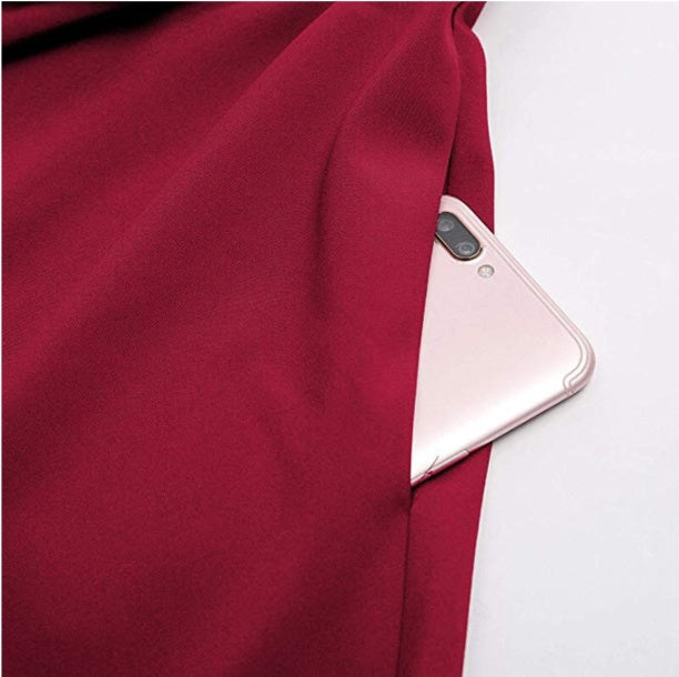 Bow-Tie Flared High-Waist Midi Skirt