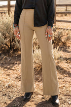 Paneled High-Waist Full-Length Pants