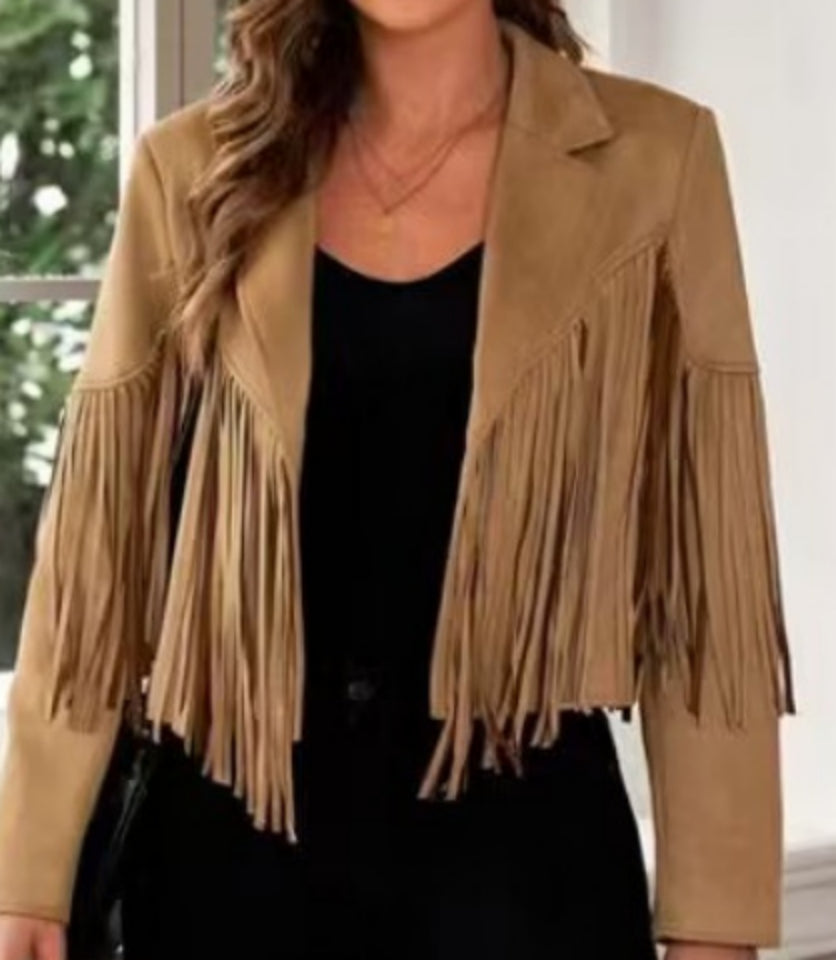 Fringed Cropped Moto Jacket