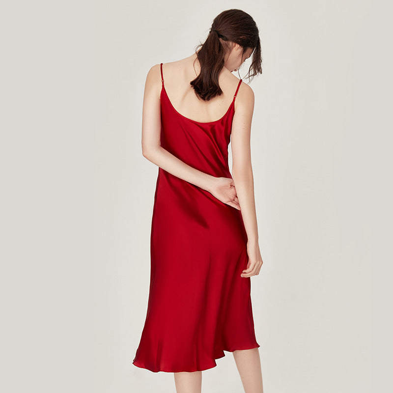 Mulberry Silk Cowl-Neck Slip Nightgown
