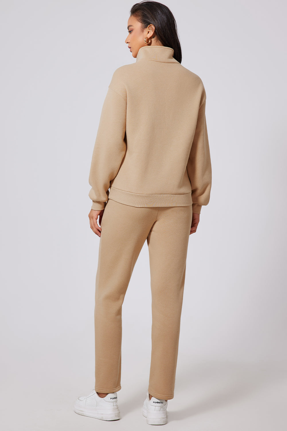 Half-Button Sweatshirt and Sweatpants Set