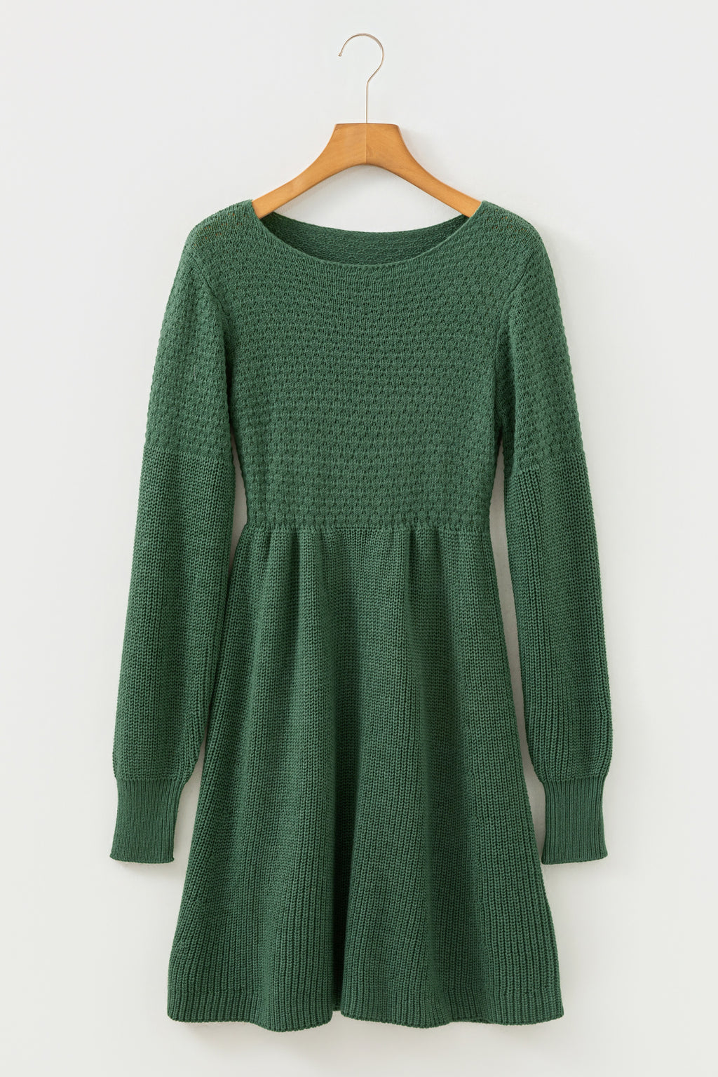 Green Lantern Sleeve Empire Waist Mini Sweater Dress