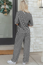 Checkered Half-Sleeve Tee and Lounge Pants Set