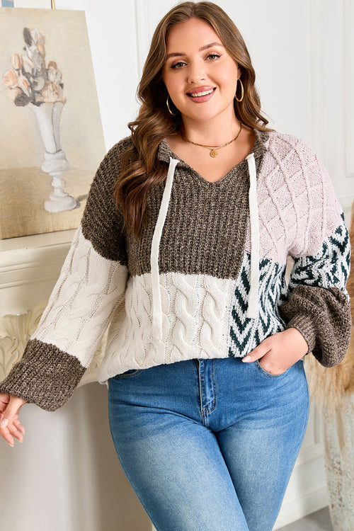 Color-Block Patchwork Knotted-Back Sweater
