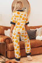Pumpkin Print Short-Sleeve Lounge Set